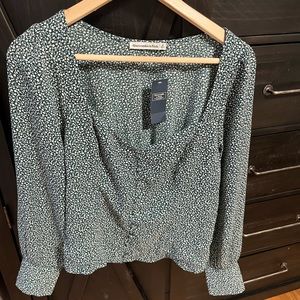 Abercrombie green floral shirt